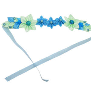 Blue & Green Floral Bun Hairband