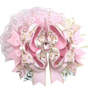 Pink & Gold Regal Lace Boutique Bow