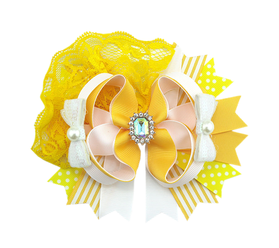 Golden Honeycomb Lace Boutique Bow