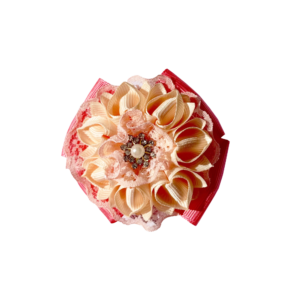 Peach Blush Lace Blossom Bow Set