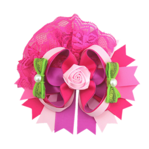 Fuchsia & Lime Rosebud Boutique Bow