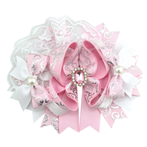 Silver & Pink Enchanted Lace Boutique Bow
