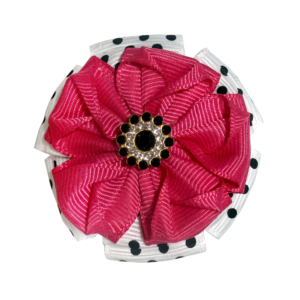 Magenta Blossom Polka-Dot Hair Clip