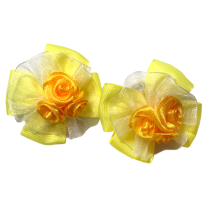 Golden Rosebud Pigtail Bows